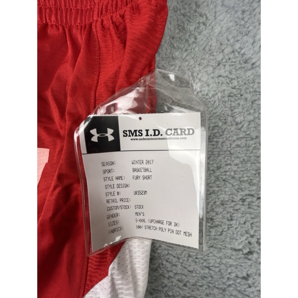 Under Armour Wisconsin Badgers Stock Fury Basketball Shorts Men's L Red UKS523M - Picture 5 of 10